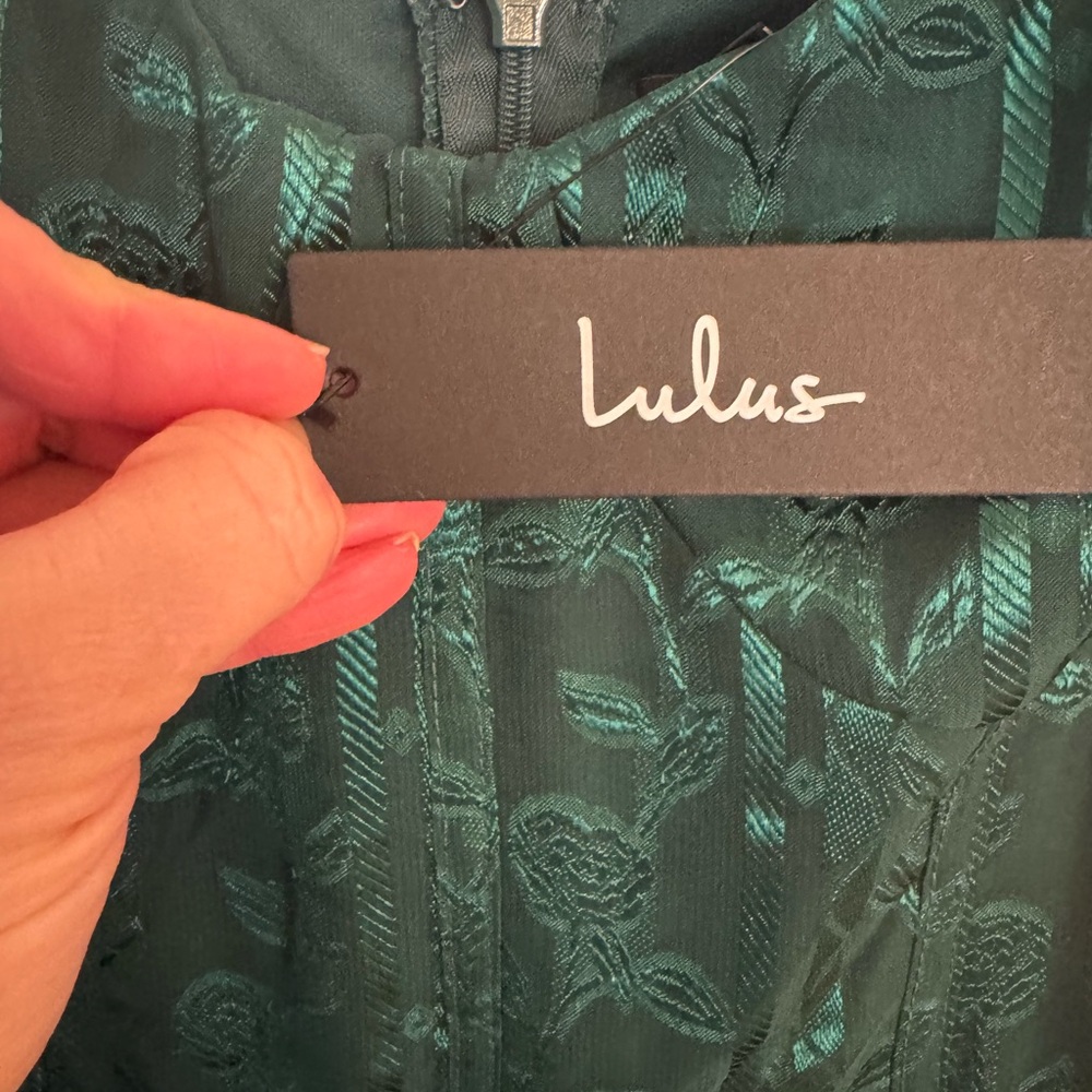 Lulu's Emerald Green Embroidered Dress